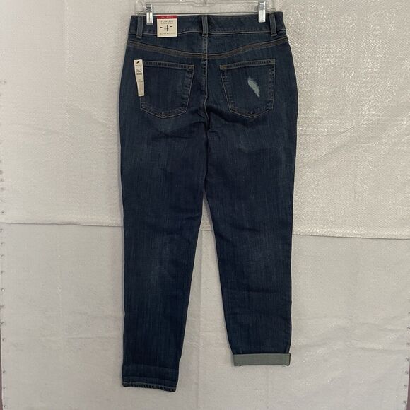 Talbots Jeans Size 4 Blue BOYFRIEND Plaid Patch FLAWLESS FIVE-POCKET NEW - Picture 2 of 12